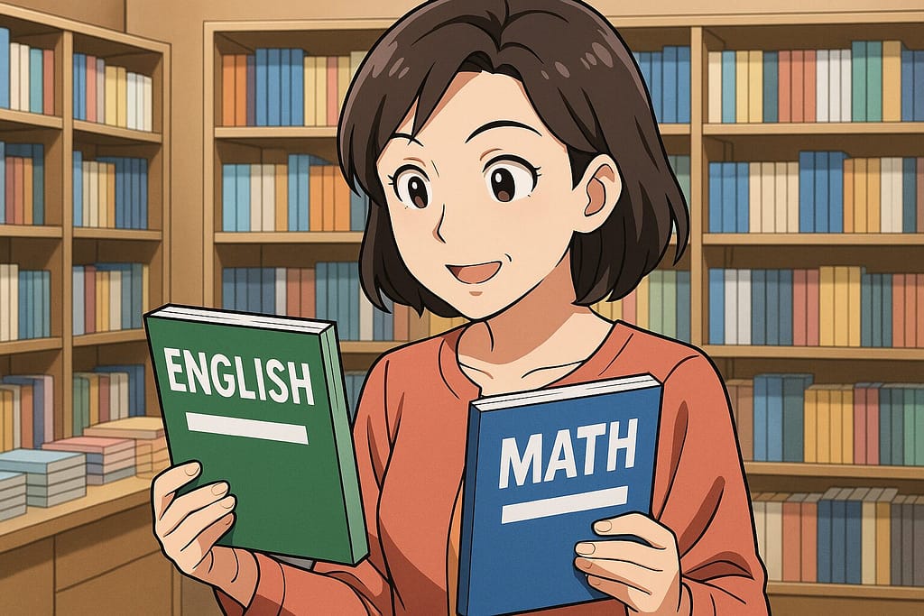 DMM英会話とレアジョブにおける教材を比較している女性