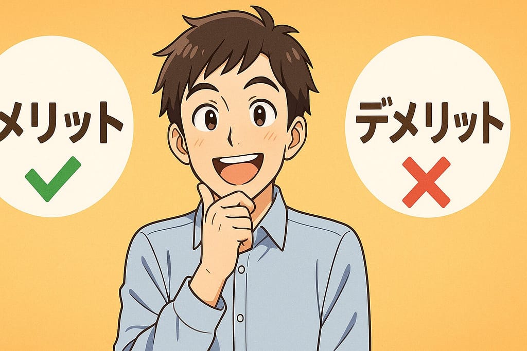 DMM英会話とレアジョブ英会話のメリットとデメリットを比較している男性