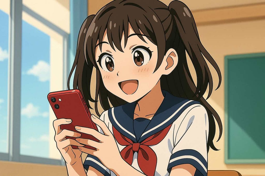 Kimini英会話とクラウティどっちが良いかSNSで調べている女子高生