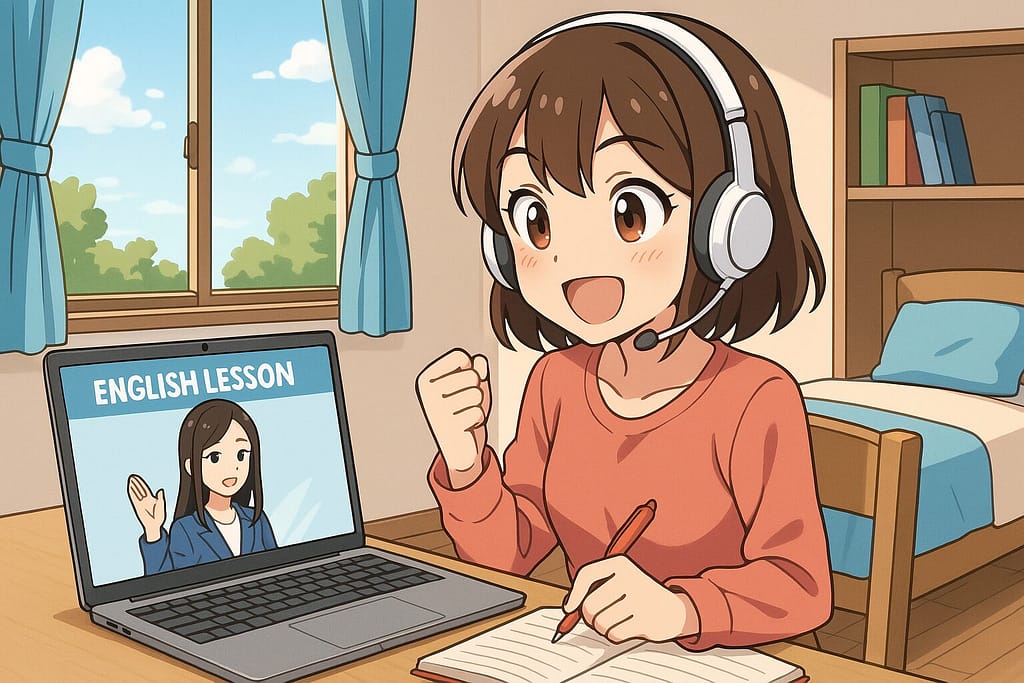 オンライン英会話を受講している女性