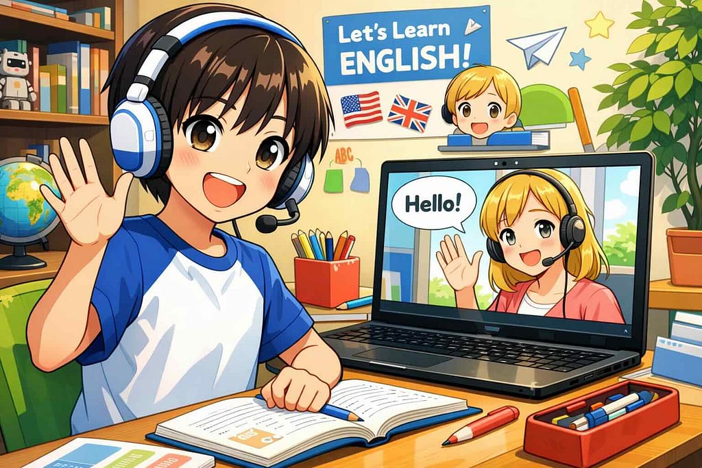 ネイティブキャンプを頑張る子ども