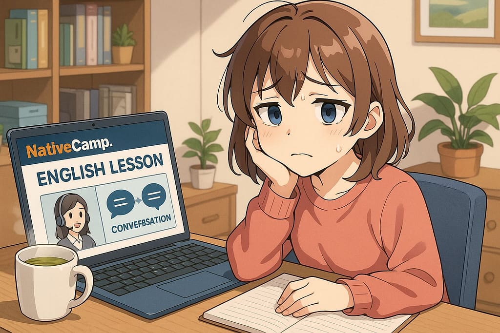 ネイティブキャンプに苦労している少女