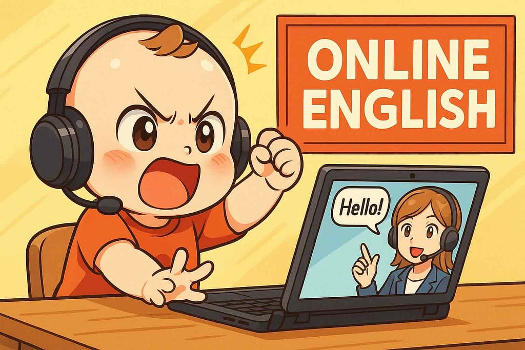 オンライン英会話を頑張る赤ちゃん