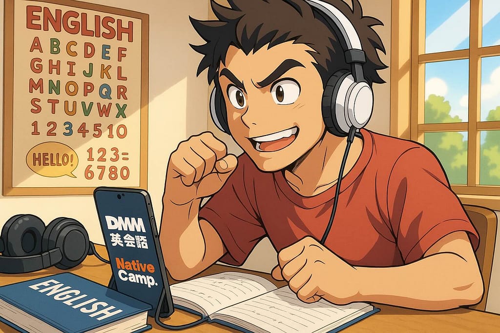 頑張って英語学習のモチベーションを保っているヤンチャな男性
