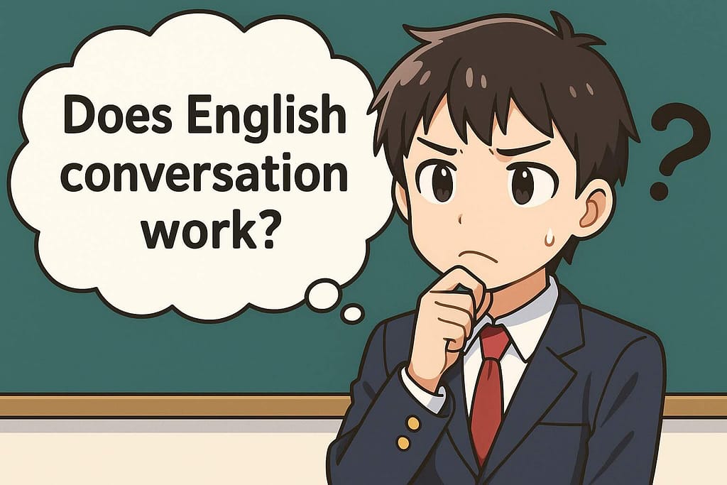 オンライン英会話を週3受けるのは効果があるのか悩んでいる男子学生