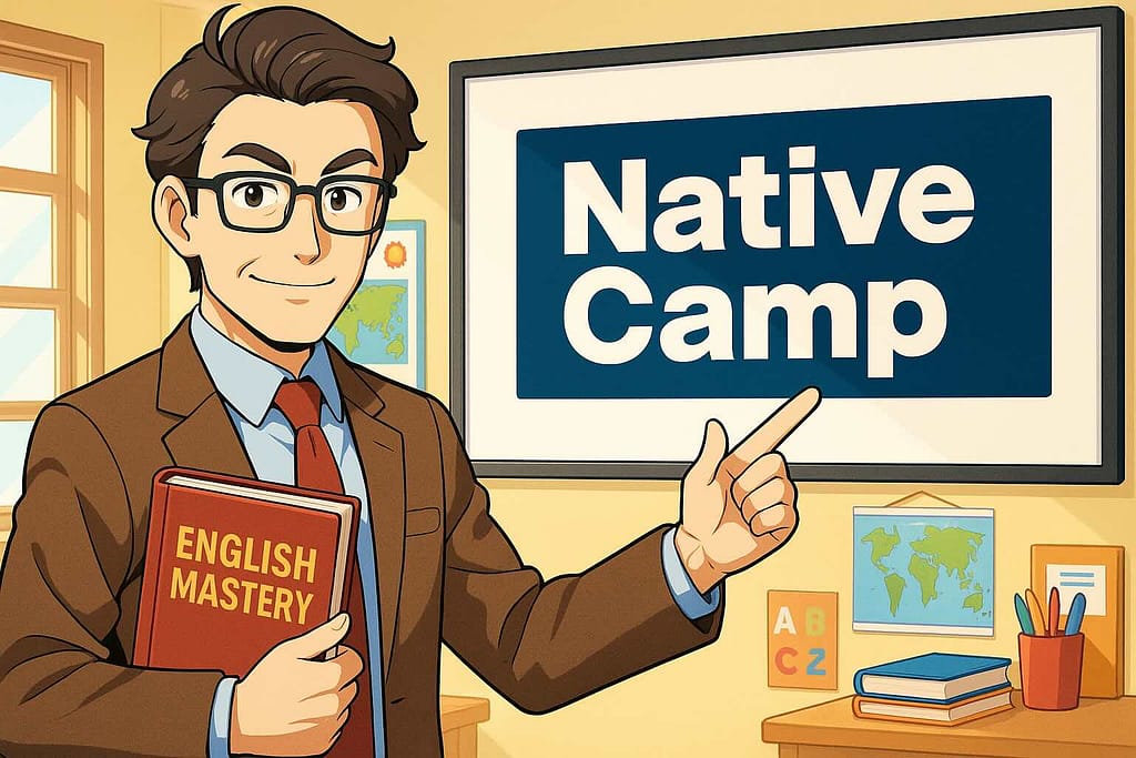 1日2回プランのおすすめオンライン英会話ベスト3を紹介する男性