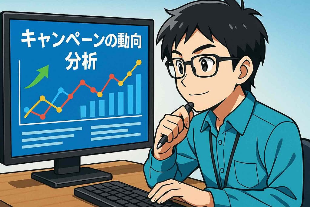 Kimini英会話キャンペーンの動向を分析しているITエンジニア