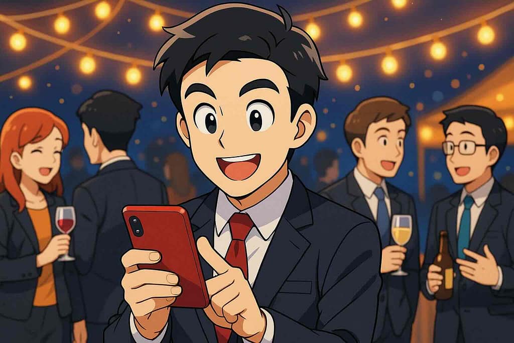 デュオリンゴのオフラインの使い方を学んでいる男性