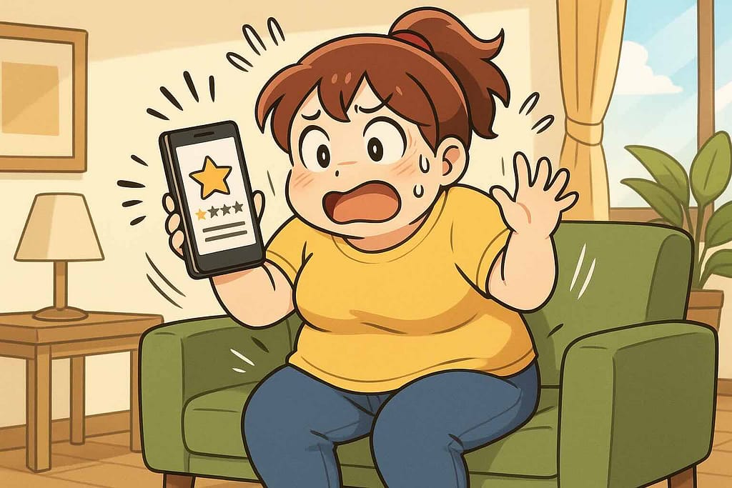 過去のオフラインに関するトラブルを調べる女性