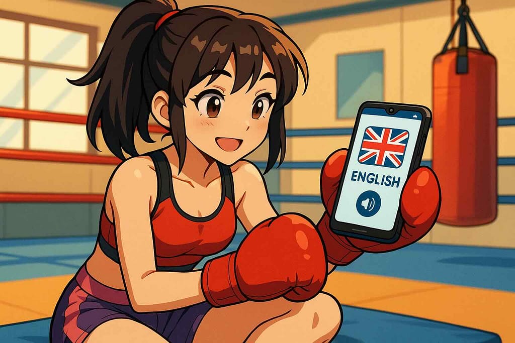 セクション毎の難易度を見ている女性キックボクサー