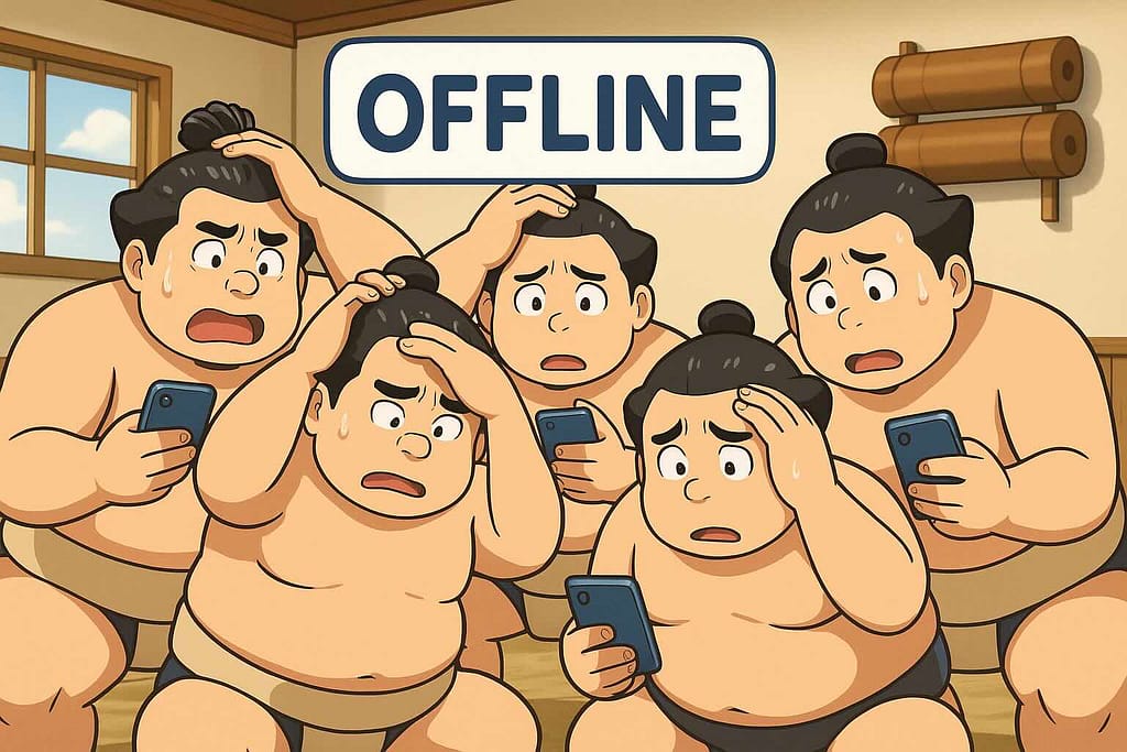 デュオリンゴでオフラインになってしまい困る相撲部員たち