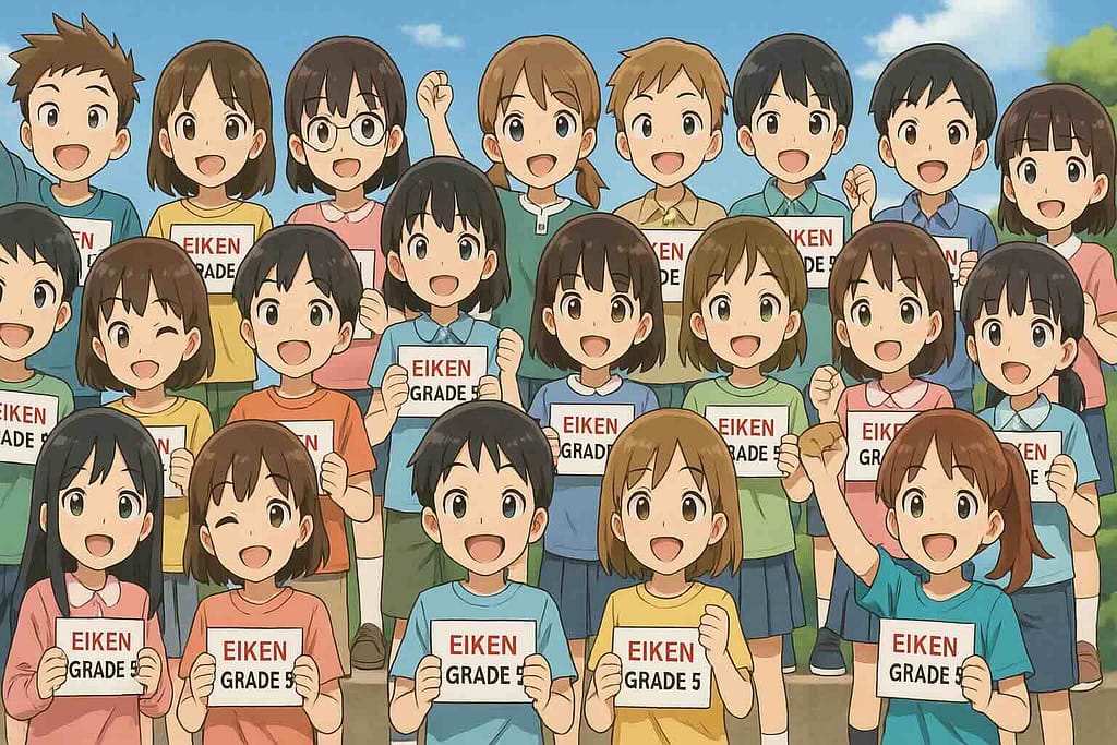 デュオリンゴを使った英検5級の対策する子供たち