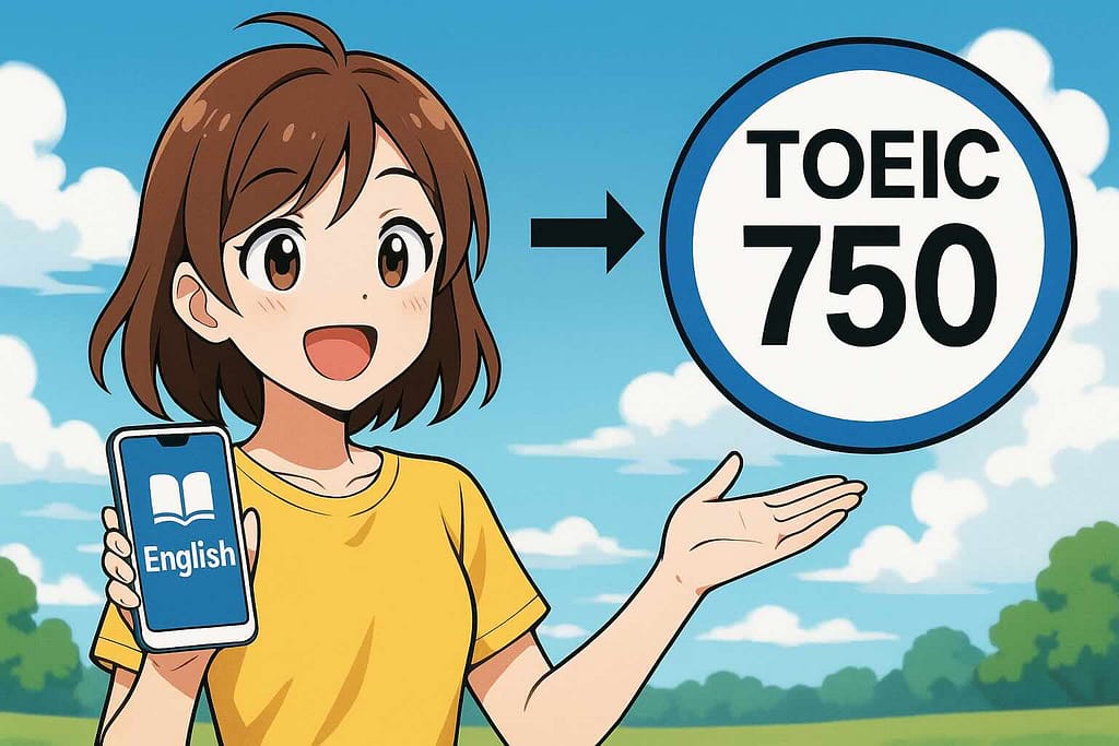 デュオリンゴスコアとTOECスコアの換算をしている女性