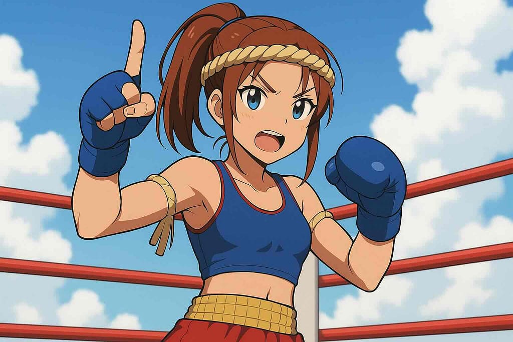 簡単すぎる場合の難易度変更方法を示しているムエタイ選手