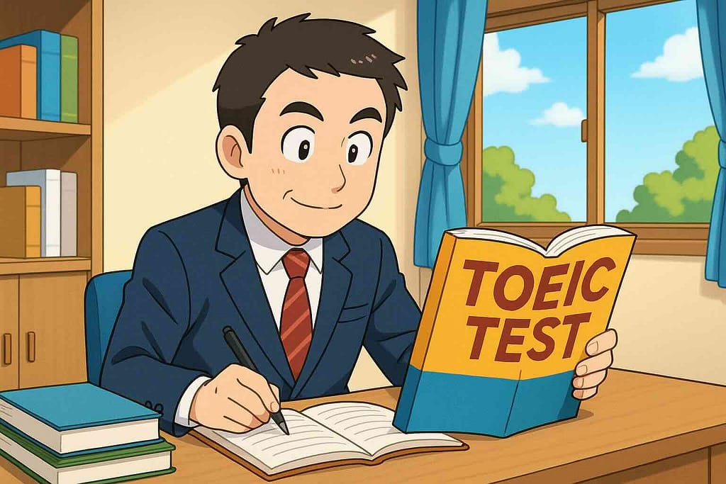 私がTOEIC800点を取るまでにした勉強方法をするおじさん