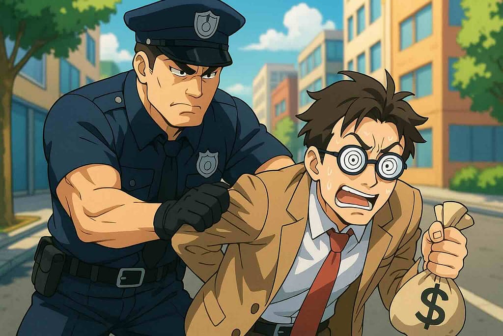 やばい人に会った時の対処法を実践する警察官