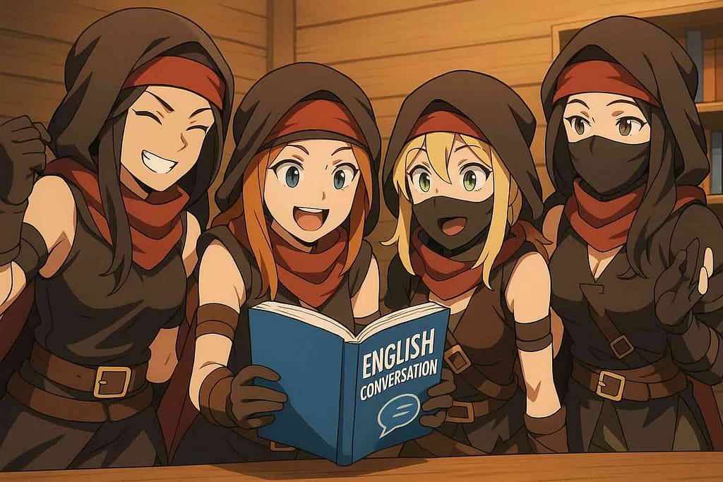 英会話を学んでいる女性盗賊団