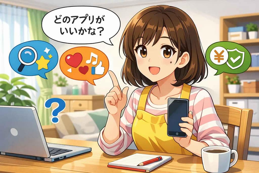 TOEFLスピーキング対策アプリの選び方を考える女性