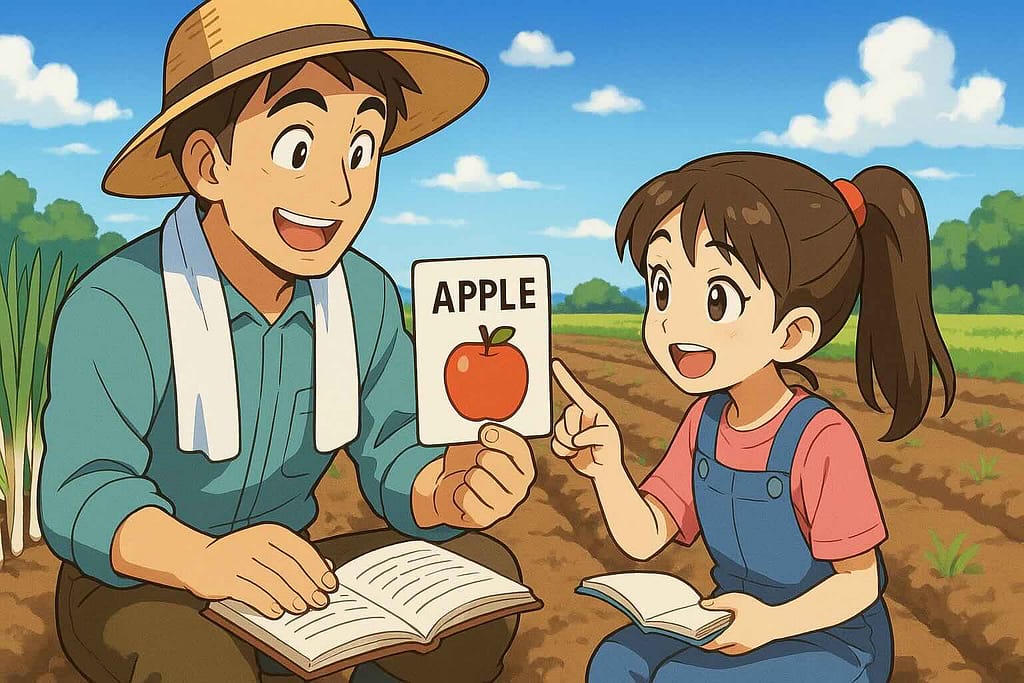 eスポーツ英会話の効果的な学習方法を教えるネギ農家