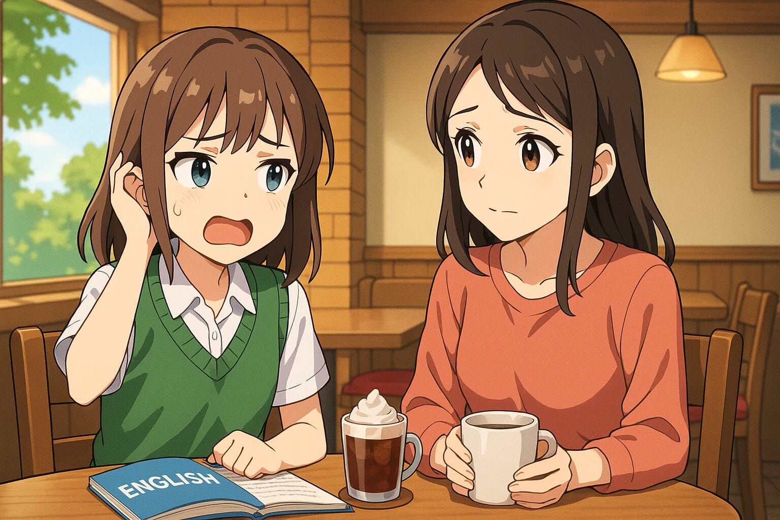 オンライン英会話が毎日きつい時の対処法を教えてもらっている女子