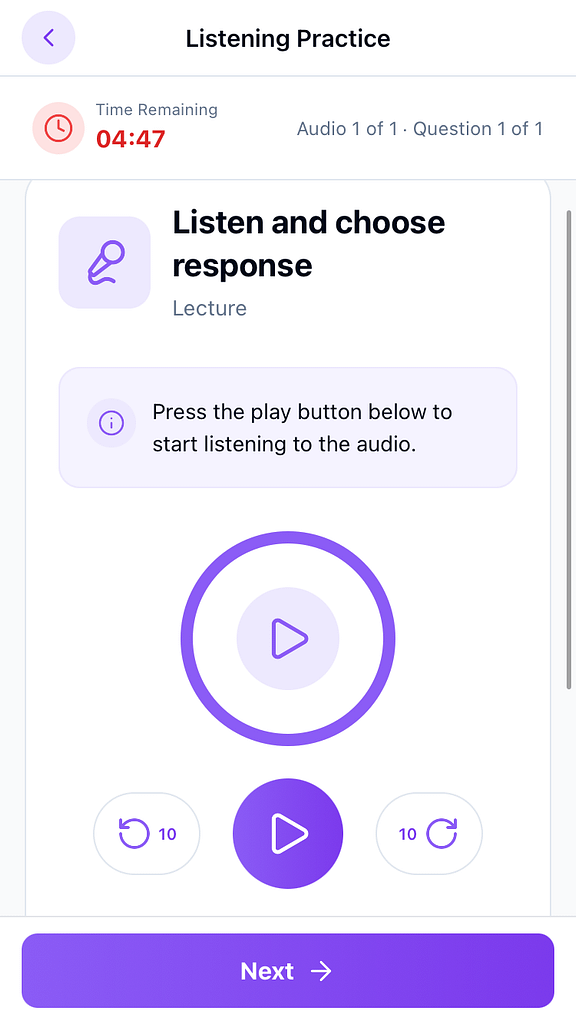 LinguaTOEFLのListen and Choose Responseの問題