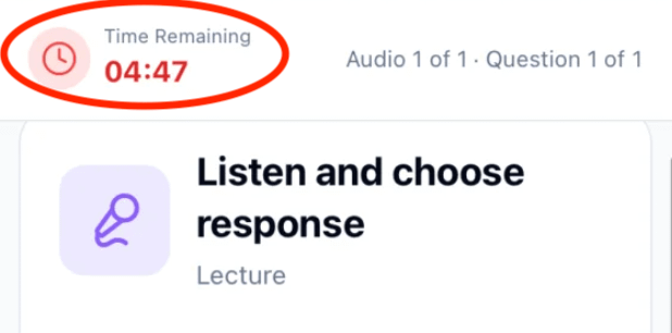 LinguaTOEFLの制限時間表示