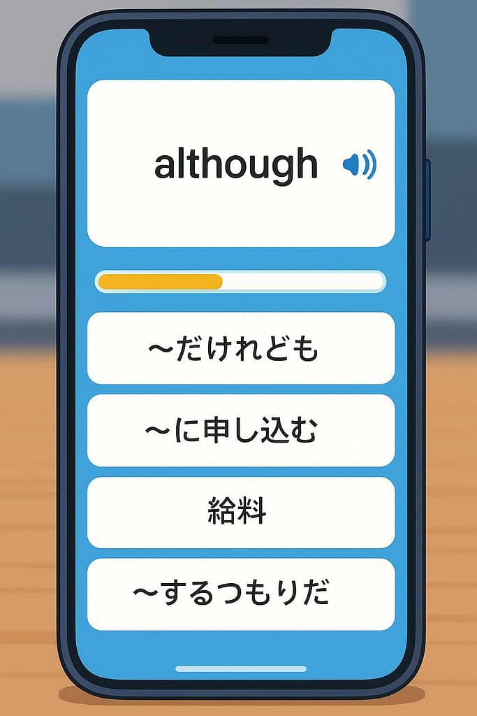 スピークバディ無料体験の単語学習をしている様子