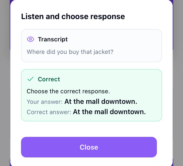 LinguaTOEFLのListen and Choose Responseの解答