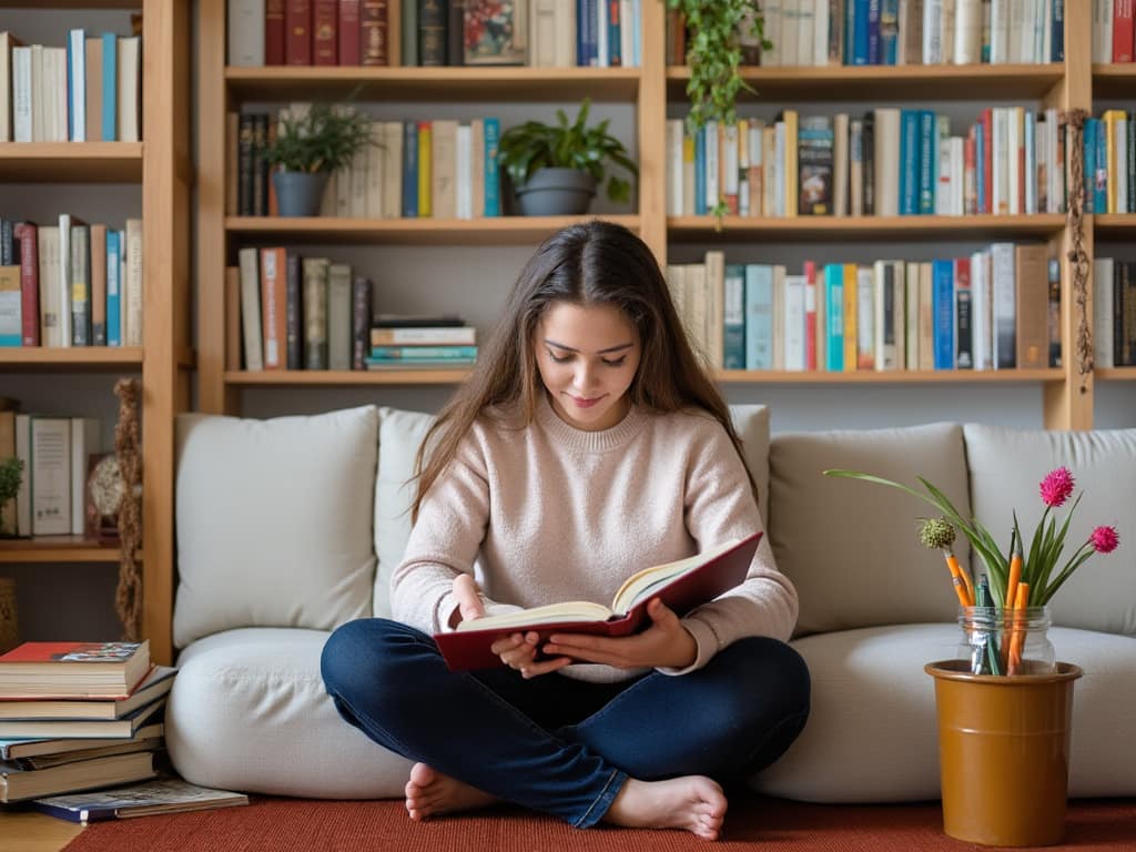 オンライン英会話で何言ってるかわからない時の対処法として簡単な教材から始めている女性