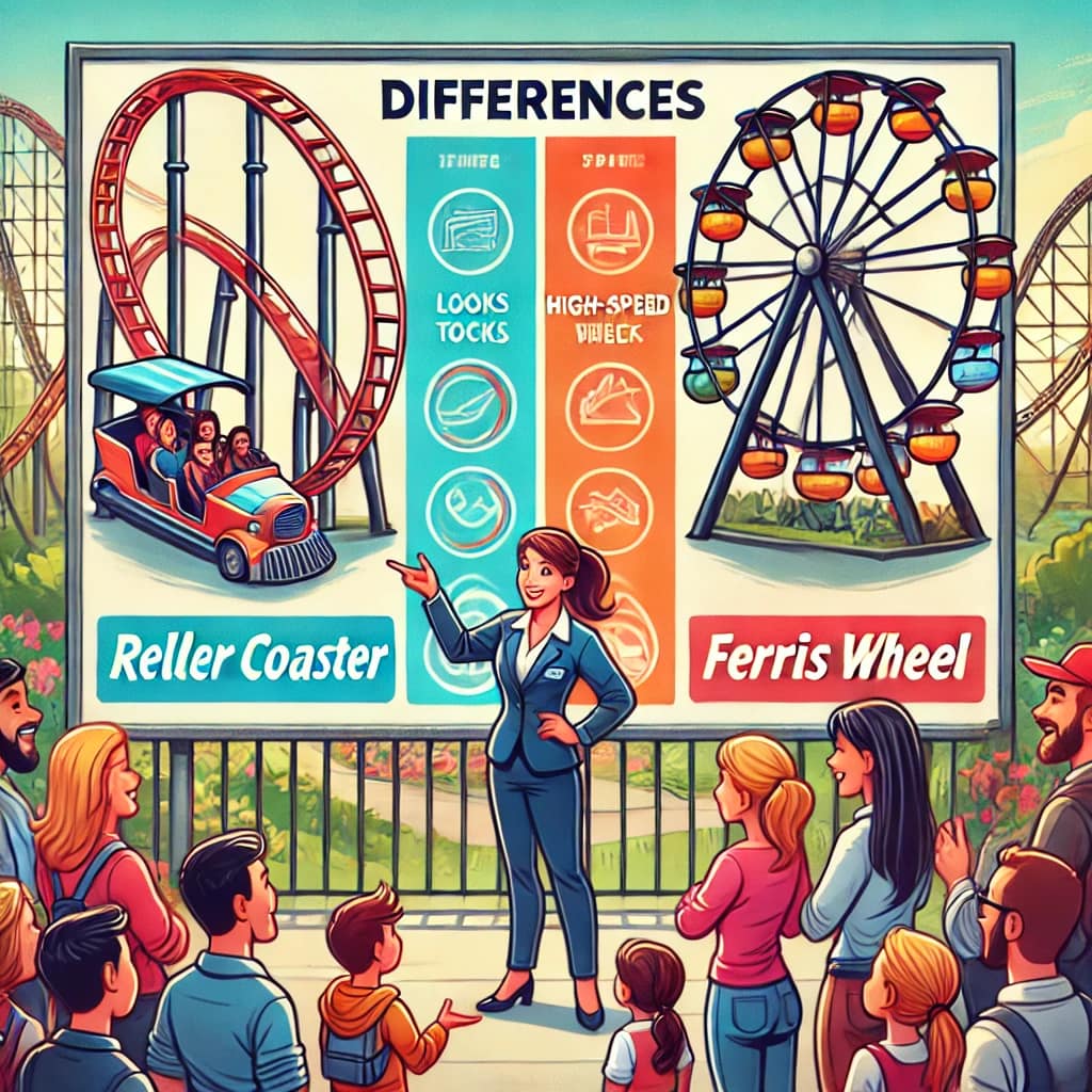 遊園地の2つの乗り物の違い