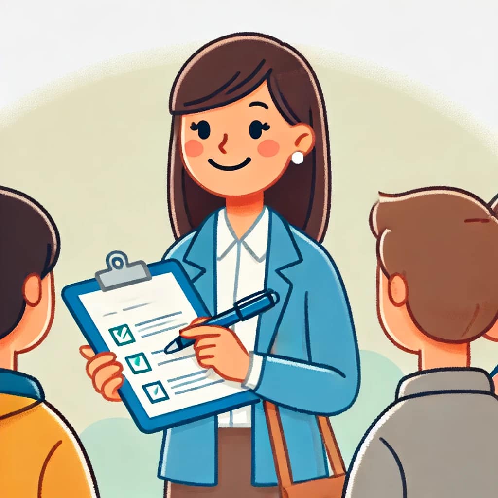 アンケートを取っている女性