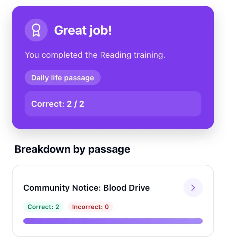 LinguaTOEFLのdaily life readingの回答結果.jpg