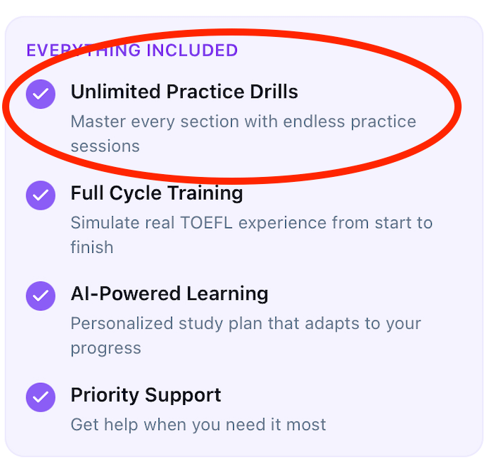 LinguaTOEFLの問題演習数