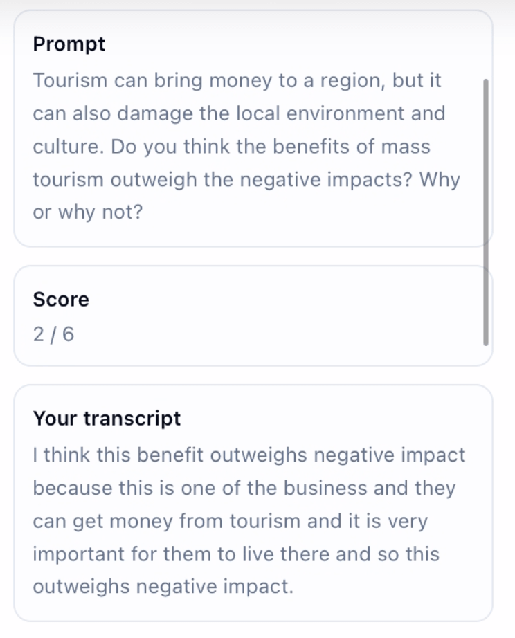 LinguaTOEFLのTake an Interviewの解答